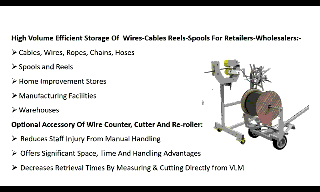 VLM Vertical Lift Machine For Vertical Storage Of Wires For Stockists-Wholesalers-Distributors. Roll-Measure-Cut Wires without removing spool From storage 